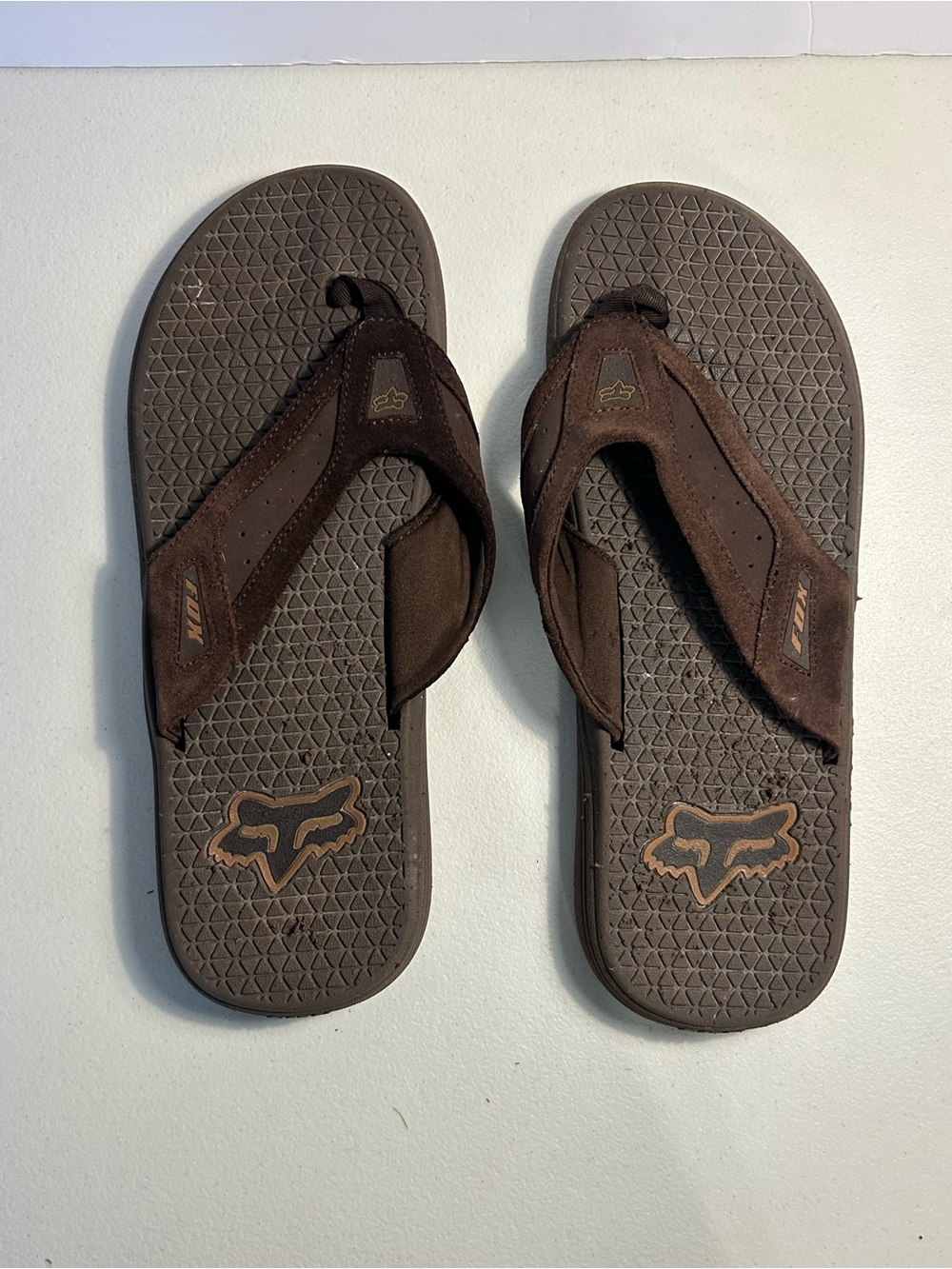 Fox Racing Flip Flops Brown Leather Upper Men’s Size 12